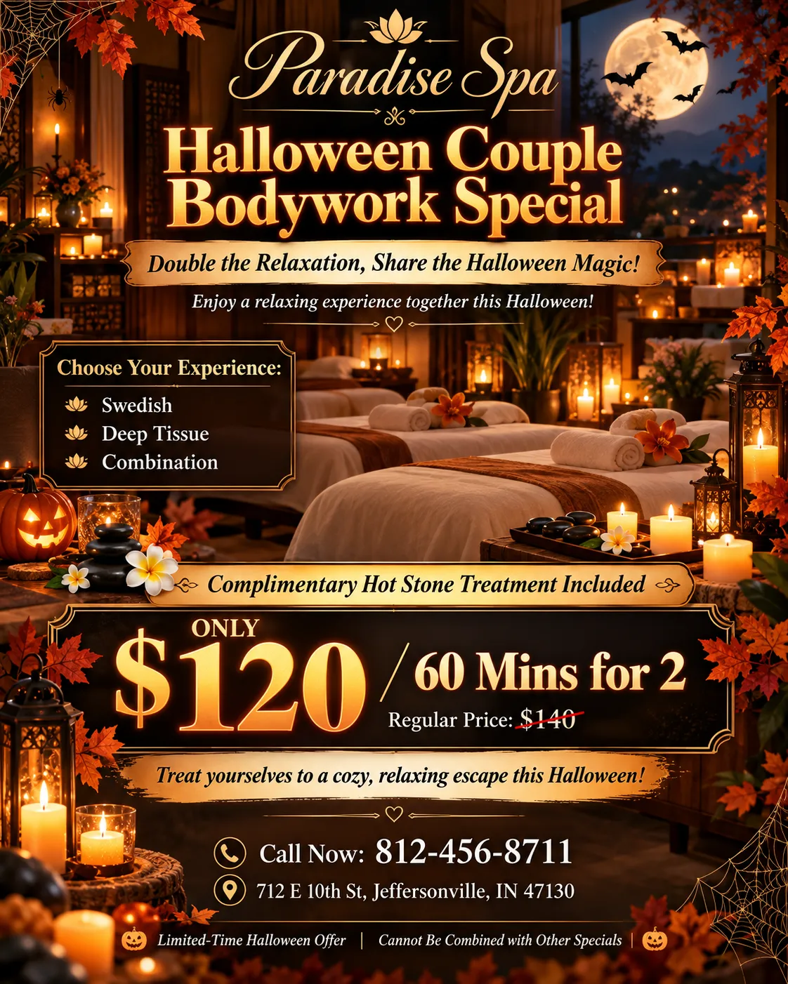 Lotus Spas Halloween Special - 2-Hour Ultimate Relaxation Experience, Halloween Special Only $226